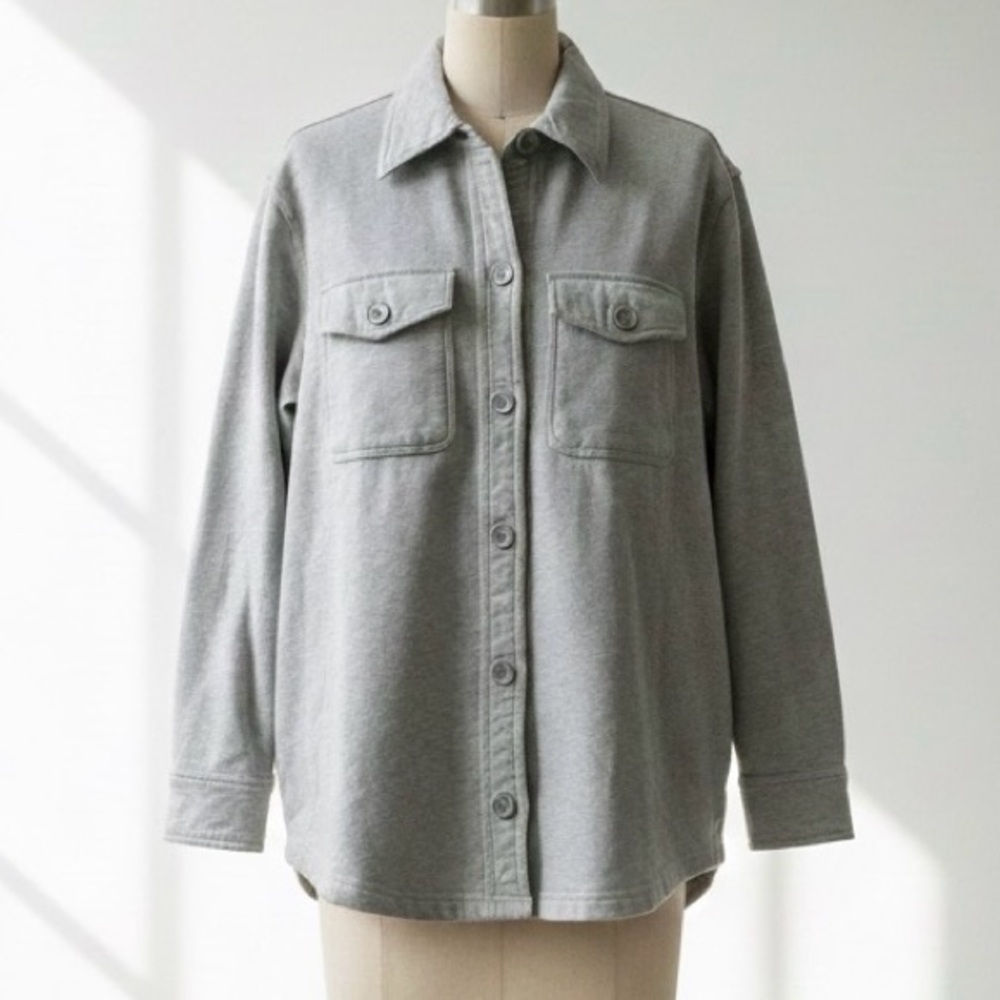 100% cotton Good American oversized sueded fleece plush shacket
